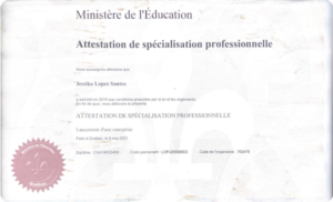 Certificate of professional specialization